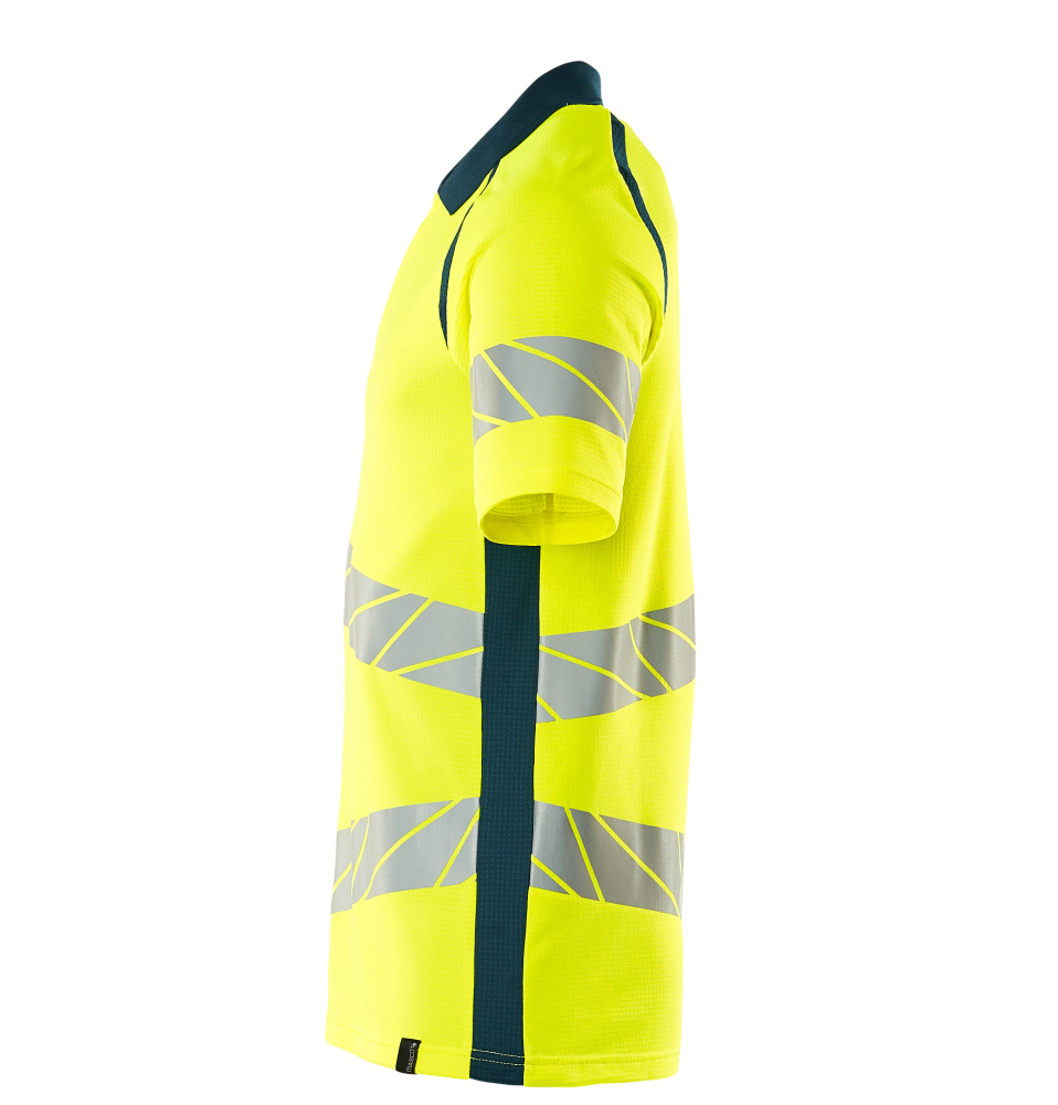 Polo-Shirt, moderne Passform Polo-shirt Größe 5XLONE, hi-vis gelb/dunkelpetroleum Produktbild img2 L
