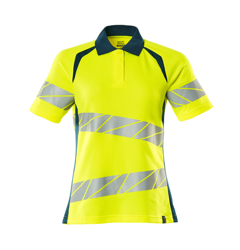 Polo-Shirt, Damenpassform Polo-shirt Größe 5XLONE, hi-vis gelb/dunkelpetroleum Produktbild img1 L