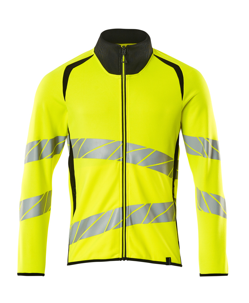 Sweatshirt mit Reißverschluss,modern Fit Sweatshirt mit Reißverschluss Größe 4XL, hi-vis gelb/schwarz Produktbild img1 L