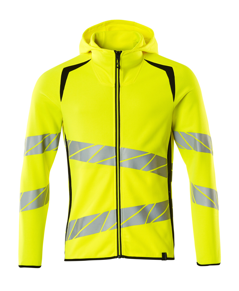 Sweatshirt mit Kapuze, moderne Passform Kapuzensweatshirt Größe M, hi-vis gelb/schwarz Produktbild img1 L