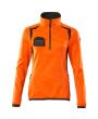 Fleecepullover mit kurzem Zipper, Damen Microfleecejacke Größe L, hi-vis orange/dunkelanthrazit Produktbild