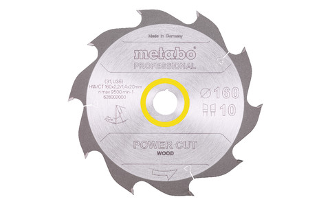 Sägeblatt "power cut wood - professional",  160x20, Z10 WZ 22° (628002000) Produktbild img2 L