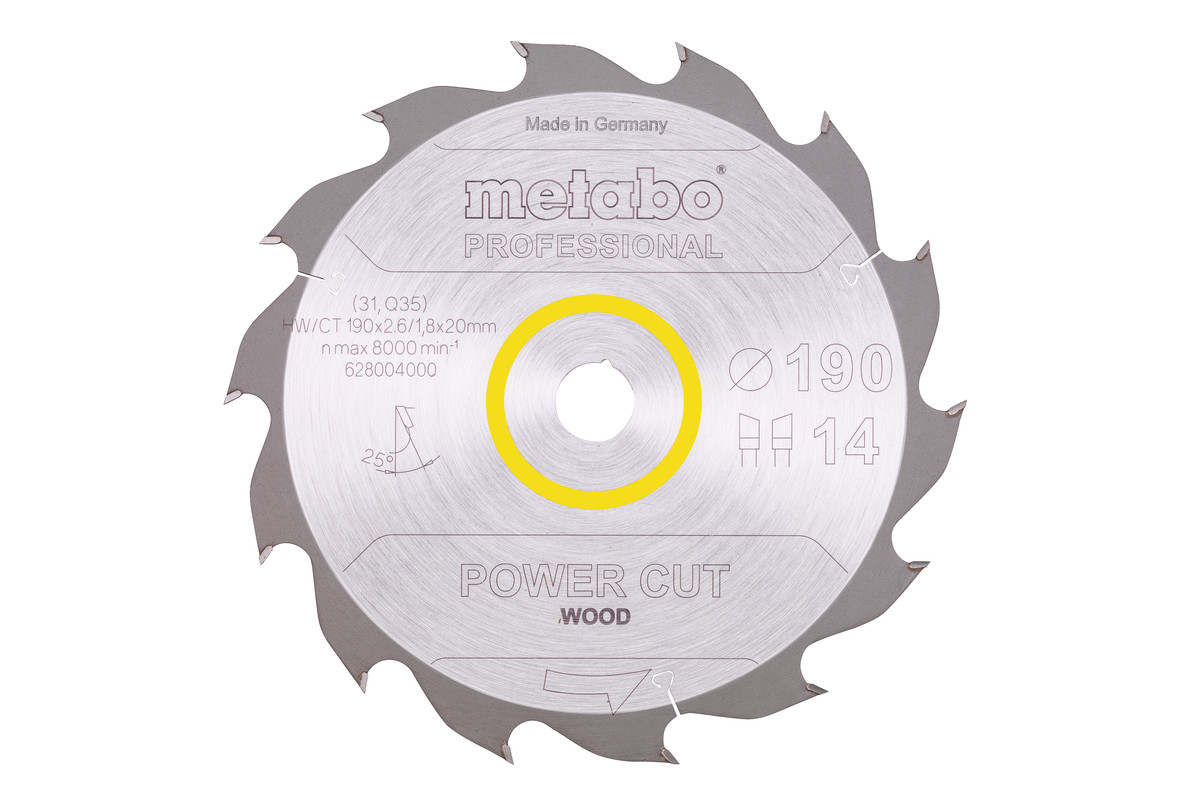 Sägeblatt "power cut wood - professional", 190x20, Z14 WZ 25° (628004000) Produktbild img1 L