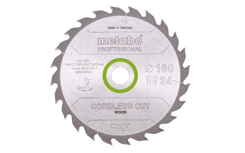 Sägeblatt "cordless cut wood - professional", 160x20 (16), Z24 WZ 22°  (628030000) Produktbild img2 L