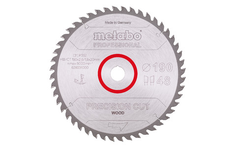 Sägeblatt "precision cut wood - professional", 190x20, Z48 WZ 10°  (628034000) Produktbild img2 L