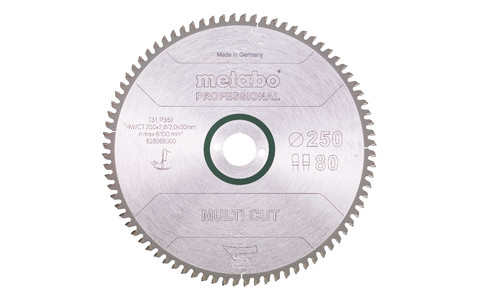 Sägeblatt "multi cut - professional", 250x30, Z80 FZ/TZ, 5° neg. (628088000) Produktbild img2 L