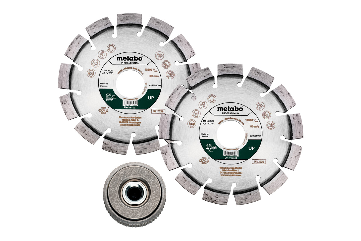 Set: 2xDiamanttrennscheibe 115x22,23mm, "UP"+ 1xQuickspannmutter M 14 (628581000) Produktbild img1 L