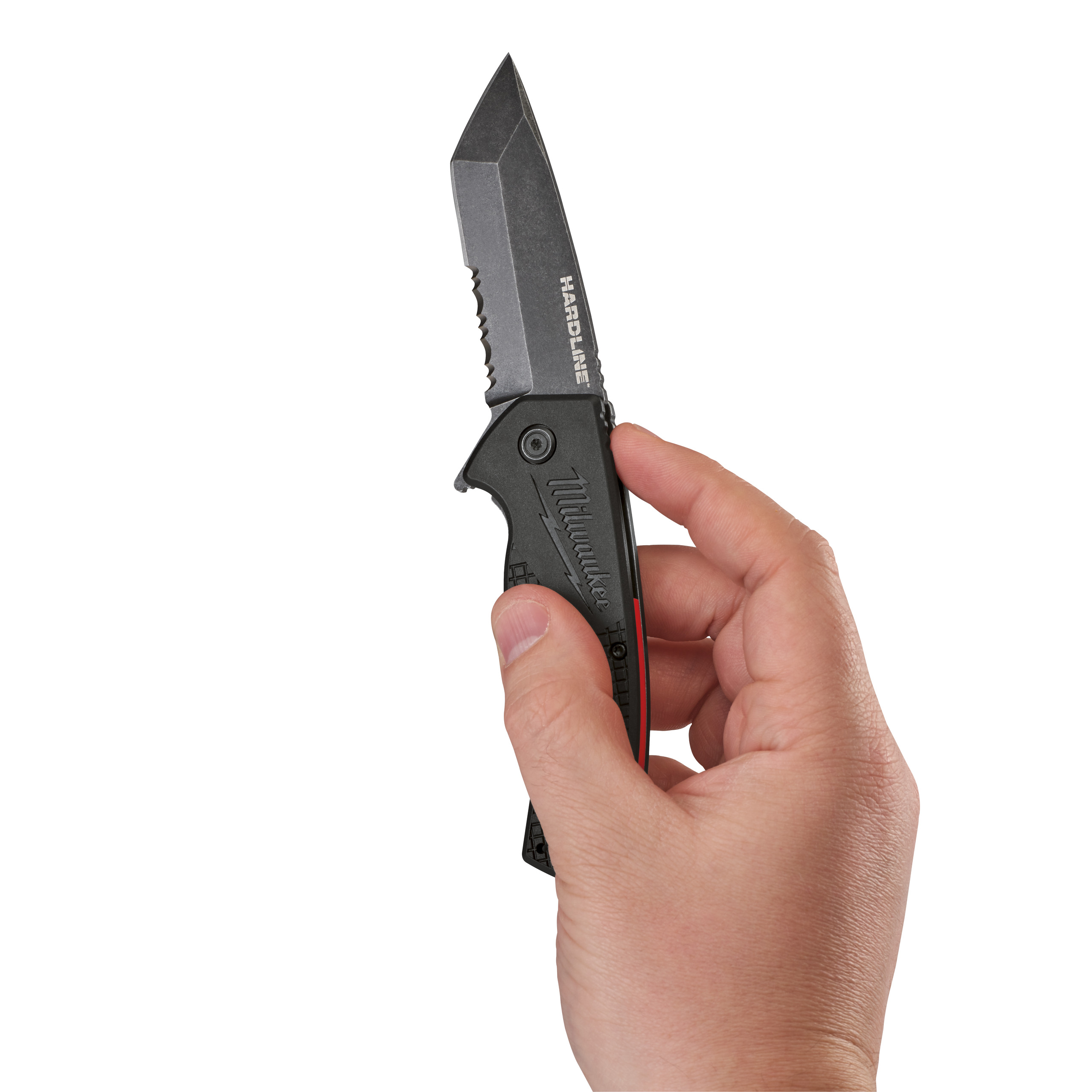 HARDLINE Premium-Klappmesser, 75 mm Klingenlänge mit partiellem Wellenschliff Milwaukee  Produktbild img5 L