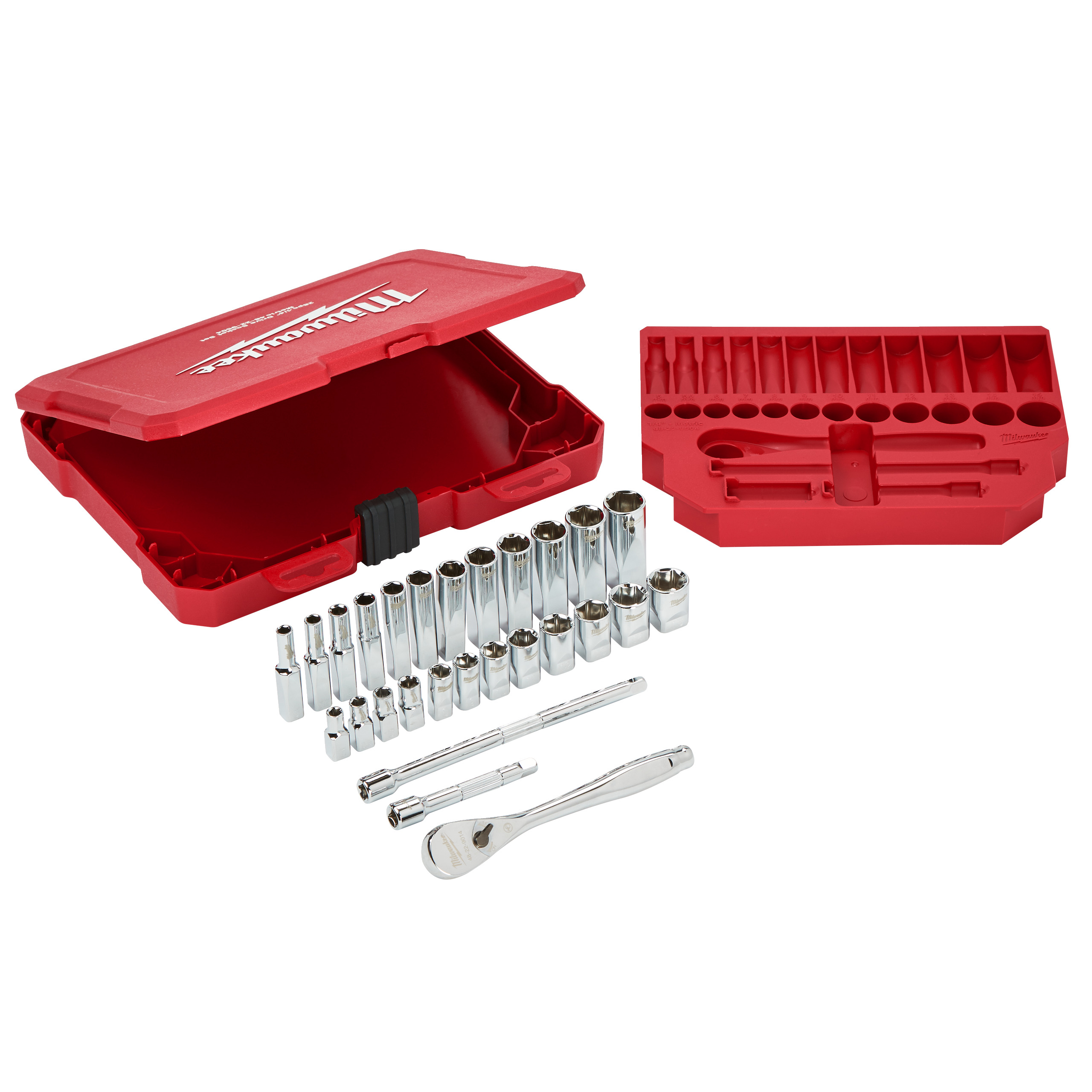 Ratschen- und Steckschlüsseleinsatz Set 1/4" metrisch, 28-teilig Milwaukee Produktbild img4 L