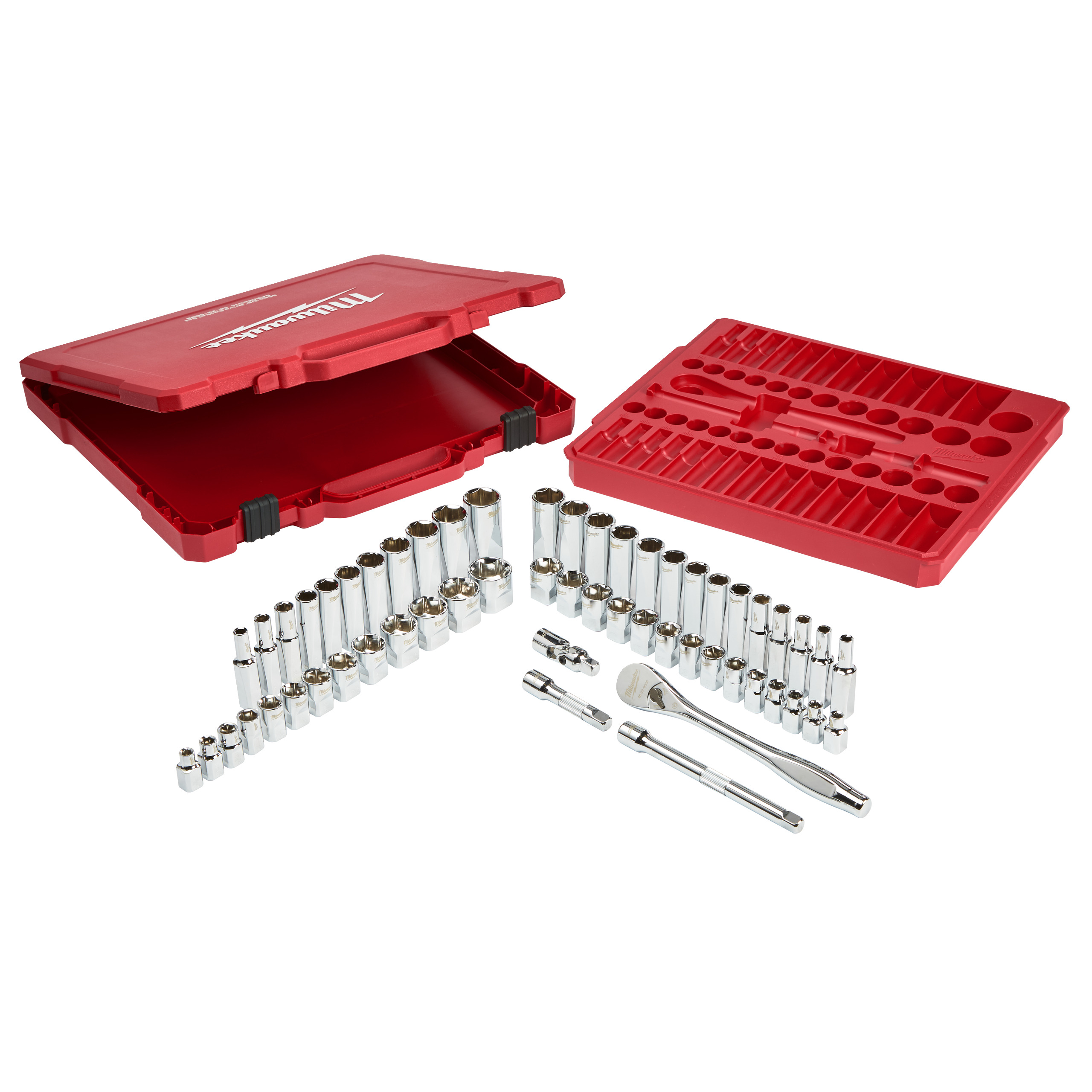 Ratschen- und Steckschlüsseleinsatz Set 3/8" imperial & metrisch, 56-teilig Milwaukee Produktbild img9 L