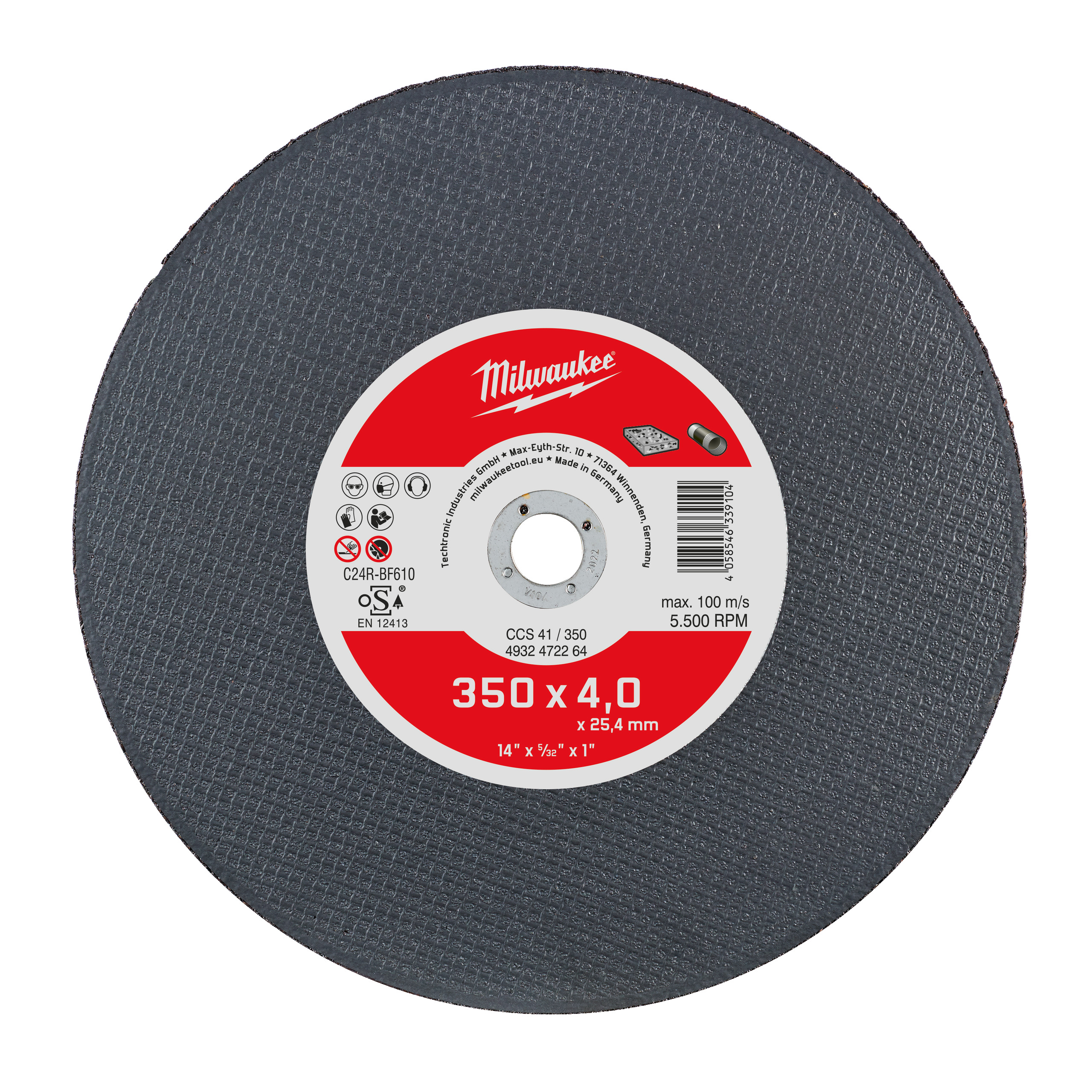 Trennscheibe Ductil-Gussrohr 350 mm, CCS41 4 mm Milwaukee Produktbild img1 L