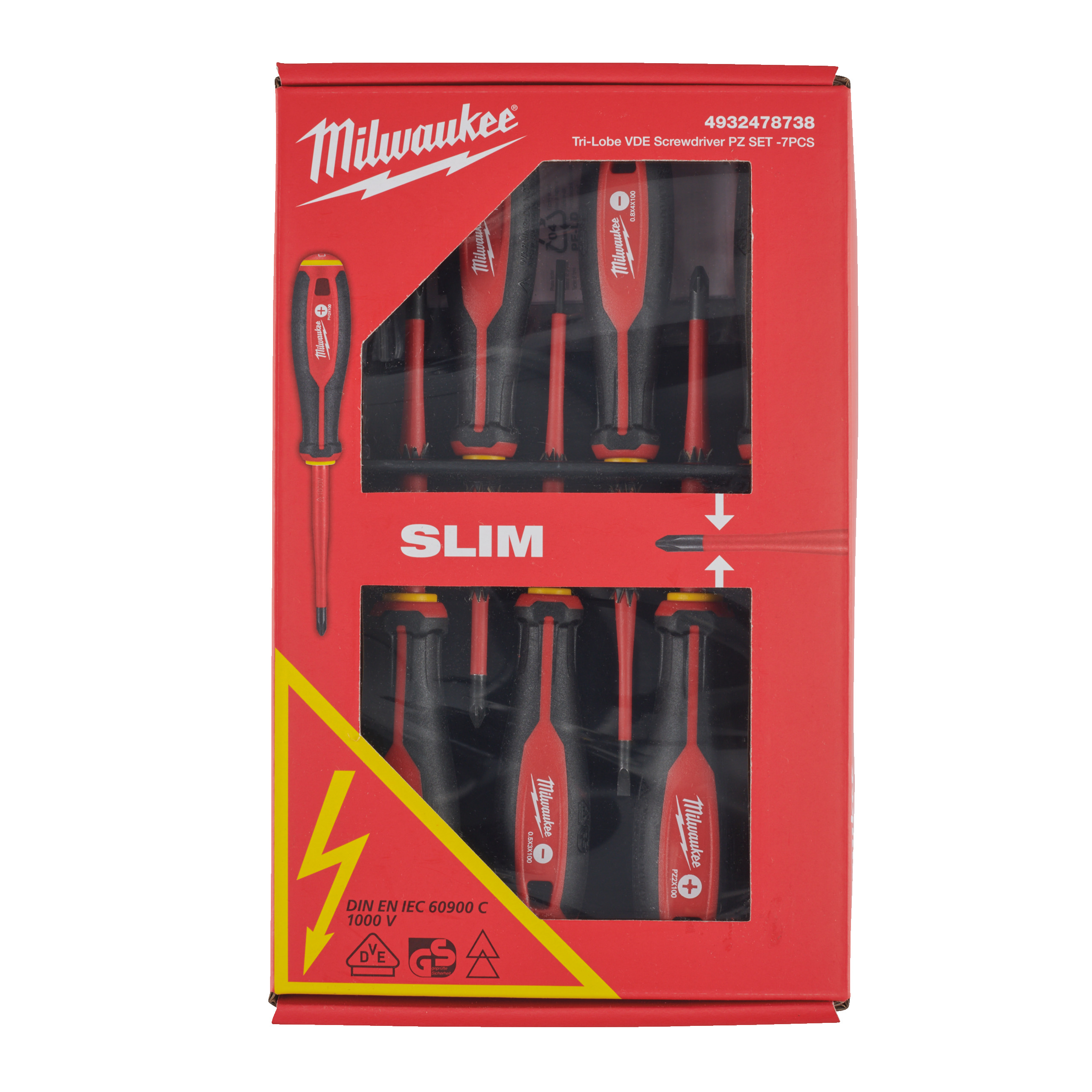 Tri-Lobe Schrauberdreher, VDE geprüft, 7-teiliges Set SL/PH/PZ/Spannungsprüfer Milwaukee  Produktbild img1 L