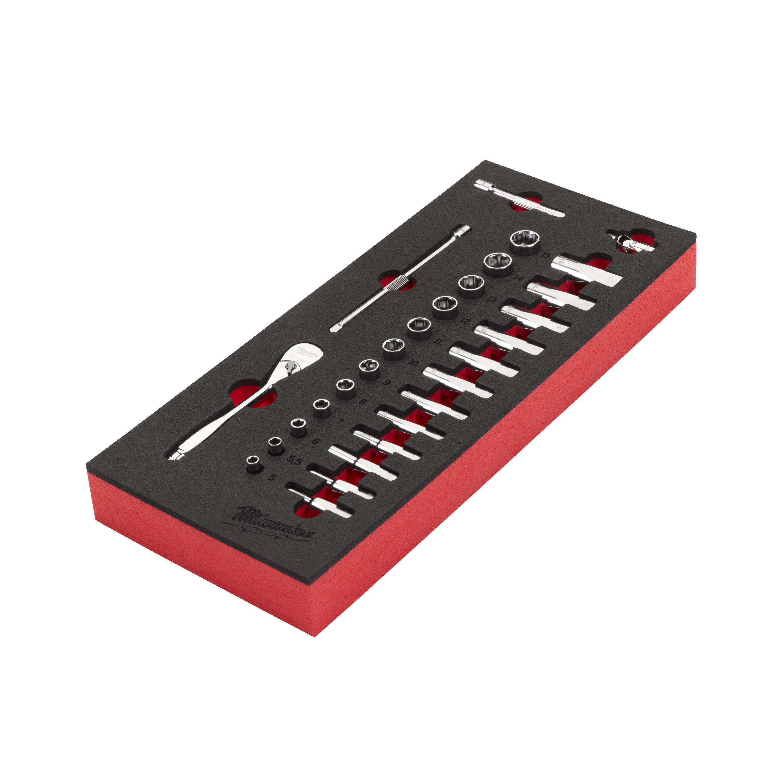1/4" Ratschen- & Steckschlüsseleinsätze Einlage, 28-teilige Einlage für Werkstattwagen 78 cm Milwaukee  Produktbild img5 L