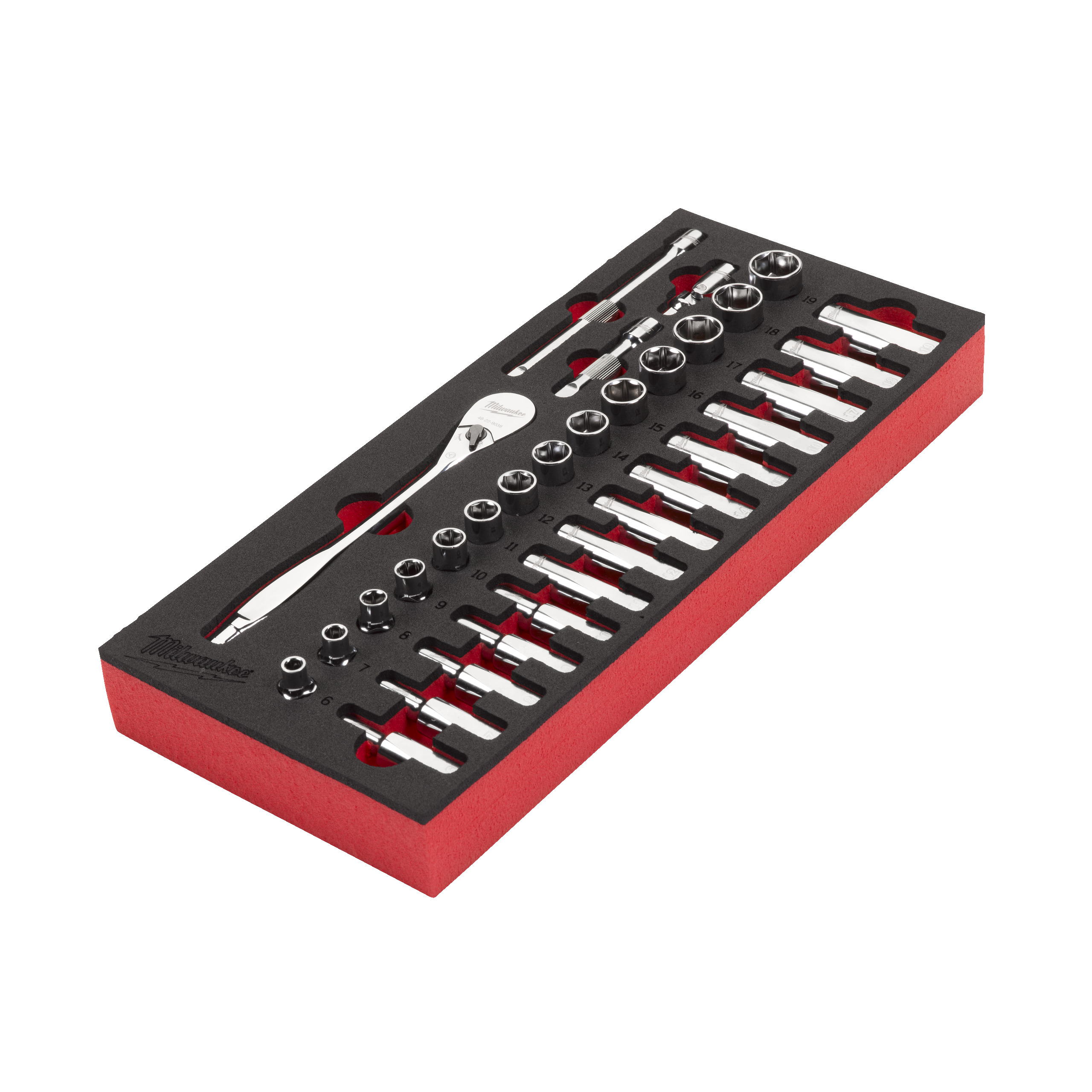 3/8" Ratschen- & Steckschlüsseleinsätze Einlage, 32-teilige Einlage für Werkstattwagen 78 cm Milwaukee Produktbild img5 L