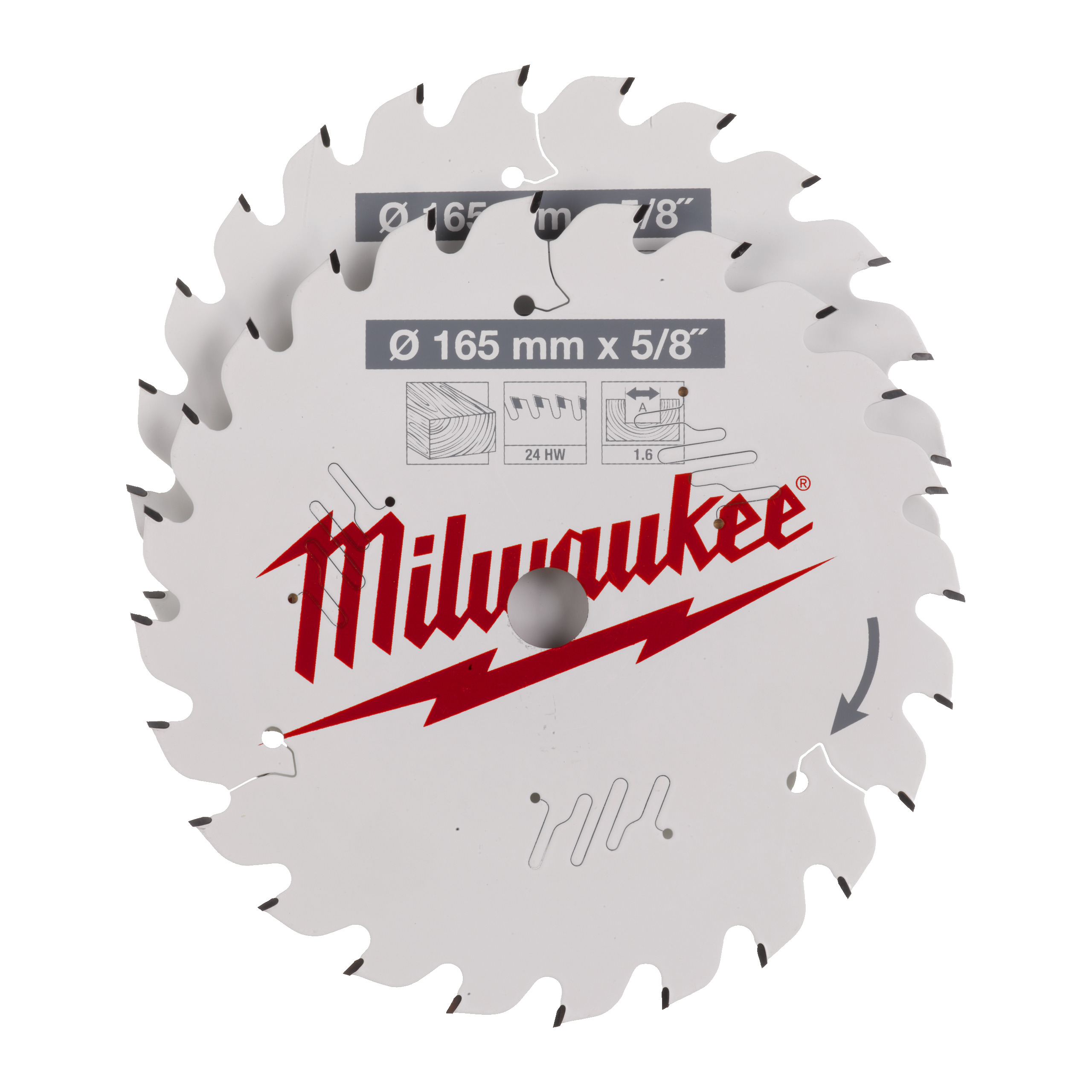 Kreissägeblatt Holz für Akku-Handkreissägen Doppelpack, 2x 165/15,87 mm Z24 Wechselzahn Milwaukee  Produktbild img1 L