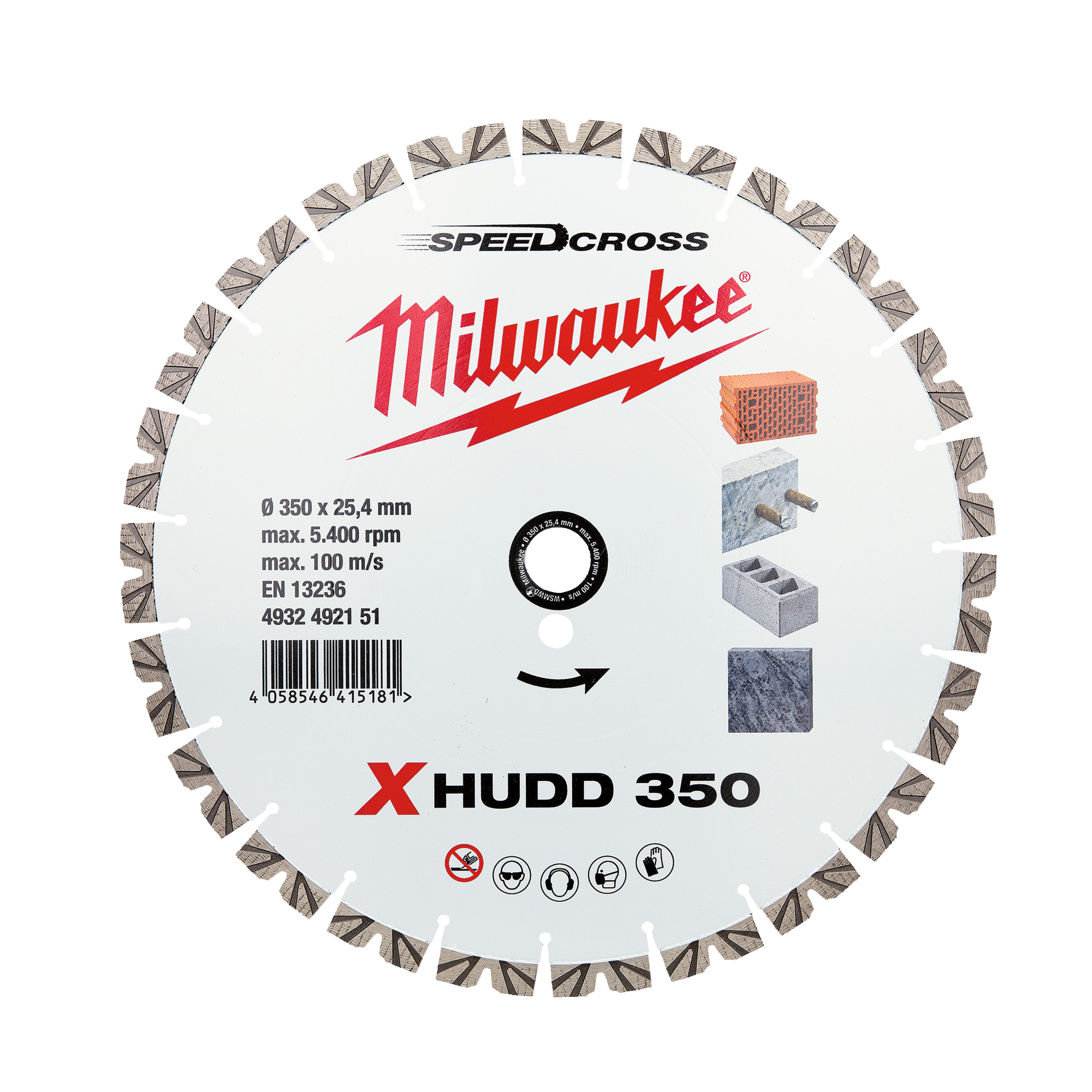 Speedcross Diamanttrennscheibe XHUDD 350 mm, für harte Materialien Milwaukee Produktbild img1 L
