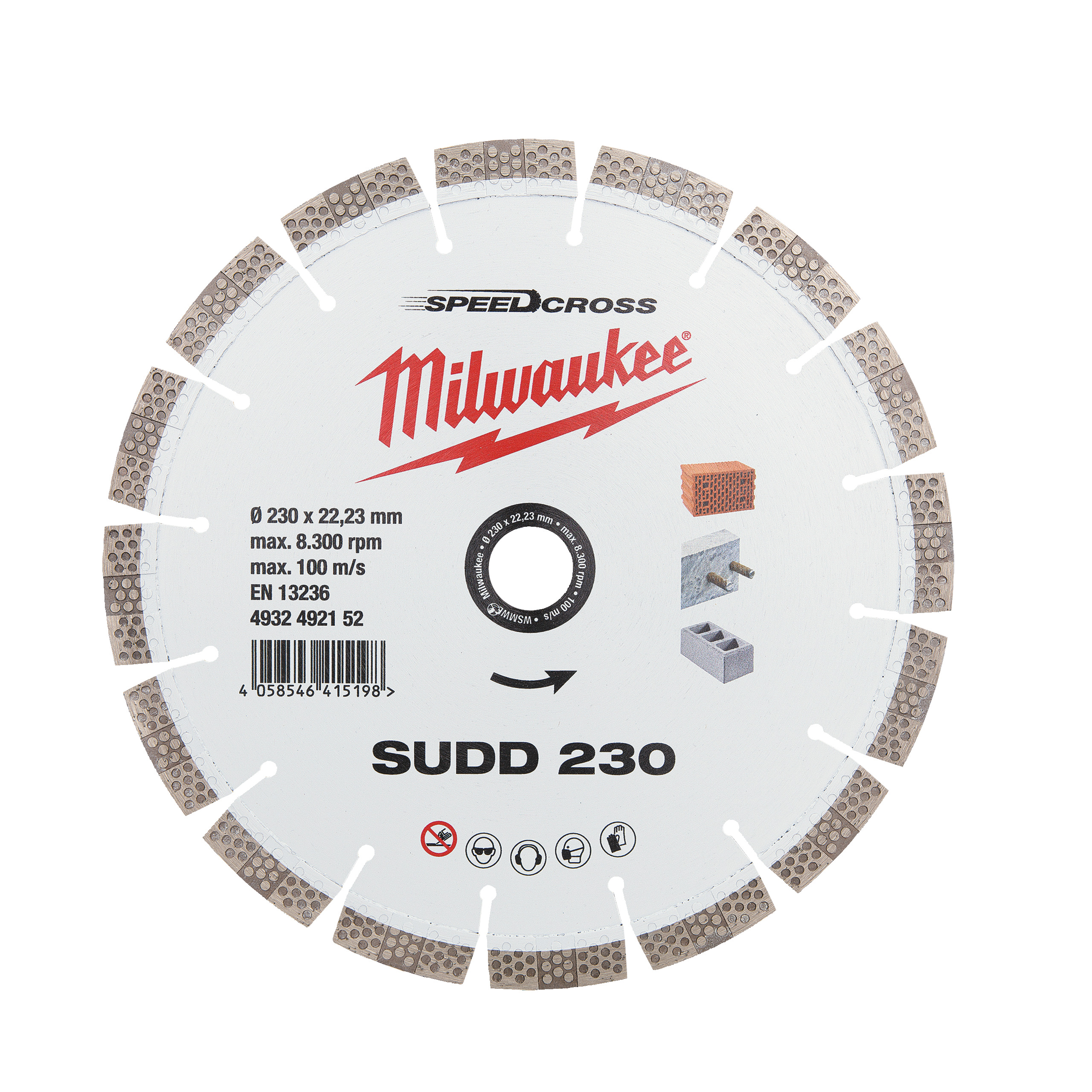 Speedcross Diamanttrennscheibe SUDD 230 mm, für lärmreduzierte Schnitte in harten Materialien Milwaukee  Produktbild img1 L