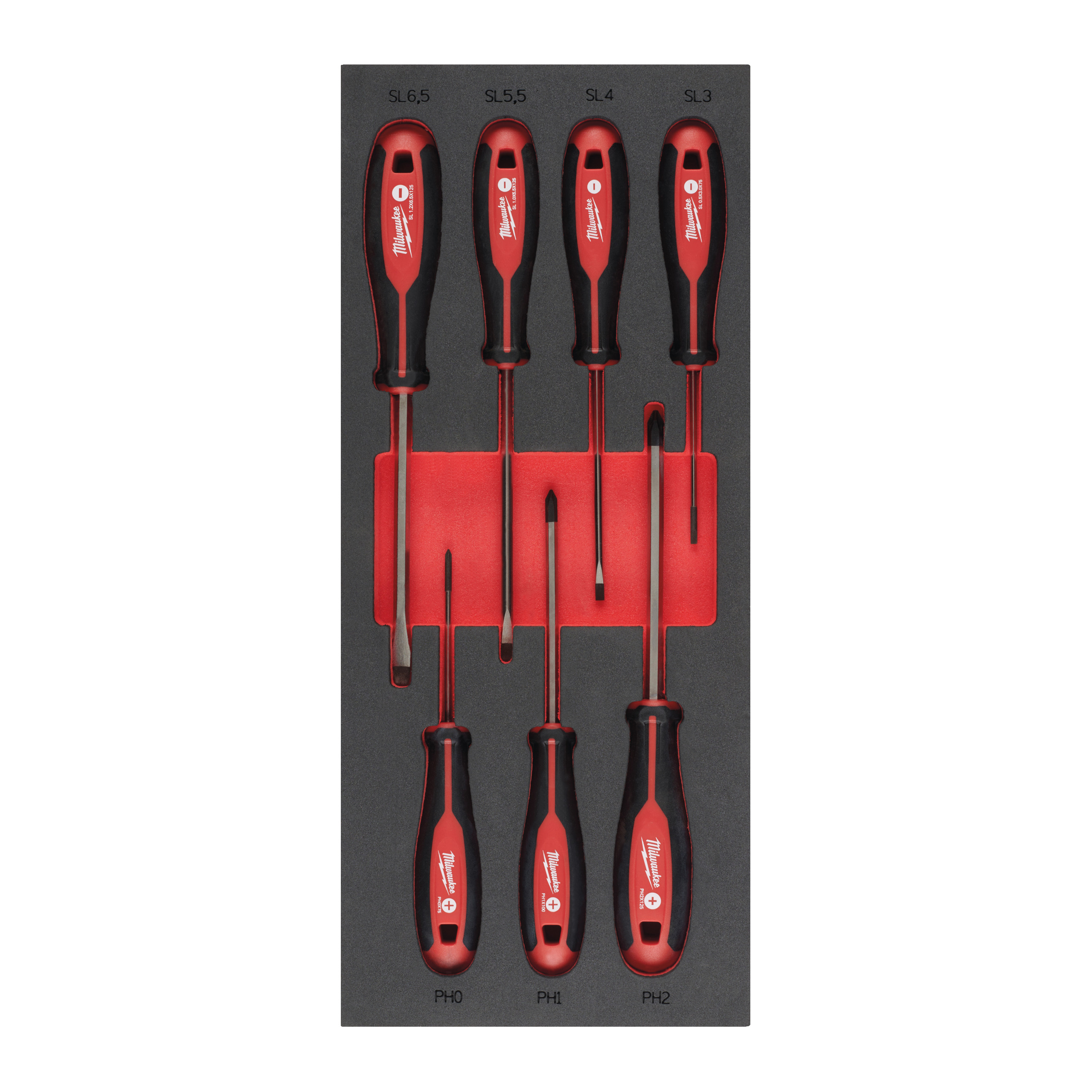 Tri-Lobe Schraubendreher Einlage, 7-teilige SL/PH Einlage für Werkstattwagen 78 cm Milwaukee Produktbild img1 L