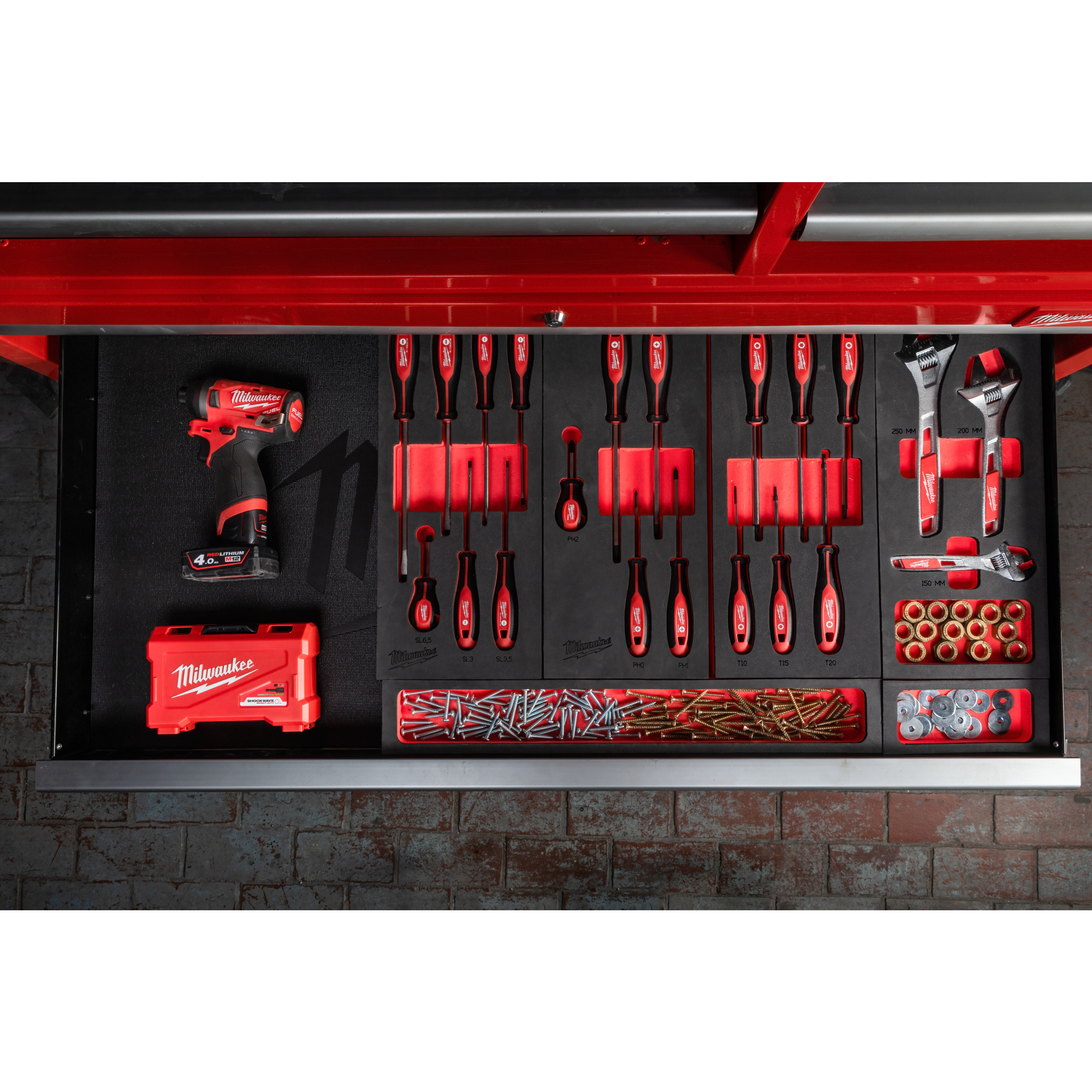Rollgabelschlüssel Einlage, 3-teilig für Werkstattwagen 78 cm Milwaukee  Produktbild img2 L