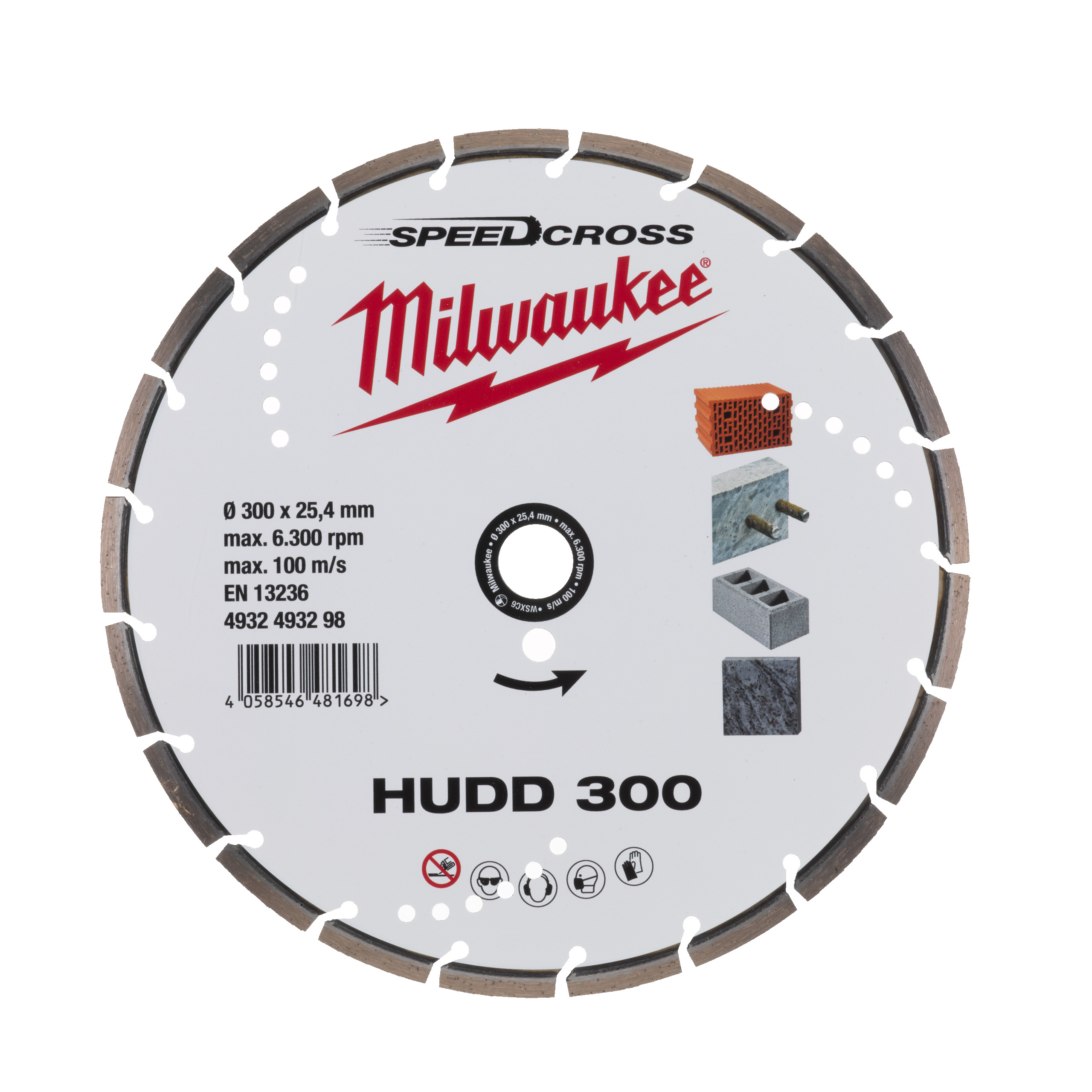 Speedcross Diamanttrennscheibe HUDD 300 mm, für harte Materialien Milwaukee Produktbild img1 L