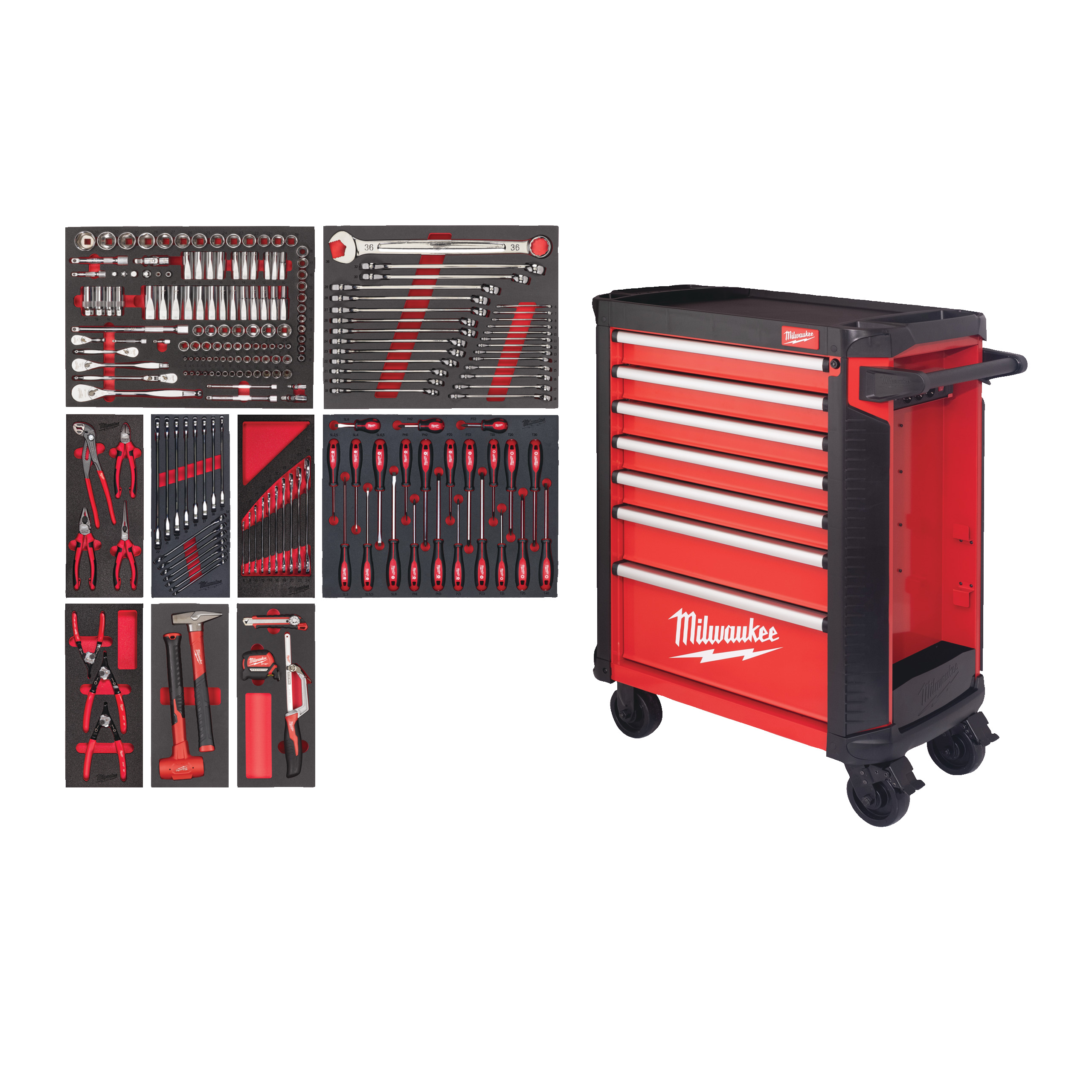 30˝ / 78 cm TOOLGUARD Werkstattwagen mit Werkzeugbestückung, Standard Version, 206-teilig Milwaukee Produktbild img2 L