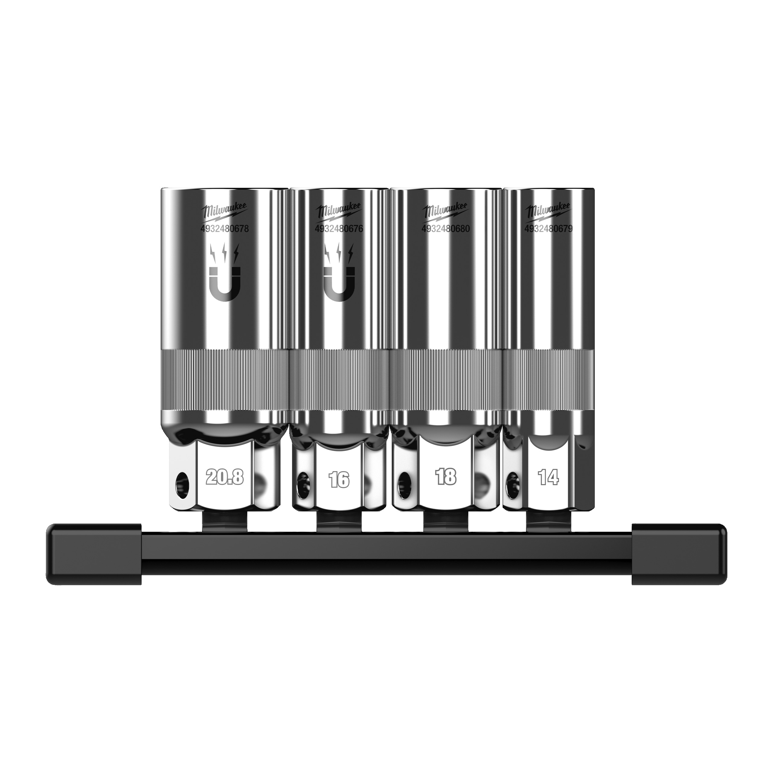 Steckschlüsseleinsatz Set für Zündkerzen 3/8", 4-teilig auf Schiene Milwaukee  Produktbild img1 L