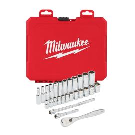 Ratschen- und Steckschlüsseleinsatz Set 1/4" metrisch, 28-teilig Milwaukee  Produktbild