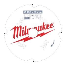Kreissägeblatt Faserzement für Handkreissägen, 190/30mm Z4 Diamant Milwaukee  Produktbild