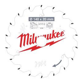 Kreissägeblatt Holz für Akku-Handkreissägen, 140/20 mm Z18 Wechselzahn Milwaukee  Produktbild
