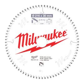 Sägeblatt Alu für Kapp- und Gehrungssägen, 216/30 mm Z80 Flachtrapezzahn negativ Milwaukee  Produktbild