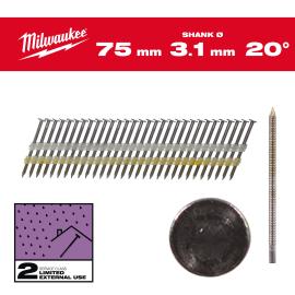 Rundkopf-Nägel für M18FFN21, 7,4 x 3,1 x 75 mm, Ringschaft verzinkt, 20° Milwaukee  Produktbild