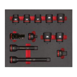 3/4" SHOCKWAVE Schlagnüsse Einlage, 12-teilige Einlage für Werkstattwagen 78 cm Milwaukee  Produktbild