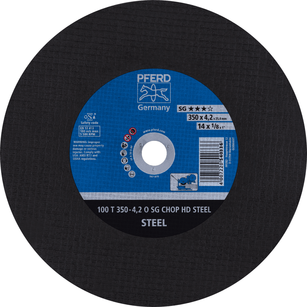 PFERD CHOPSAW stat. Trennscheiben 100 T 350-4,2 O SG CHOP HD STEEL/25,4 Produktbild img1 L