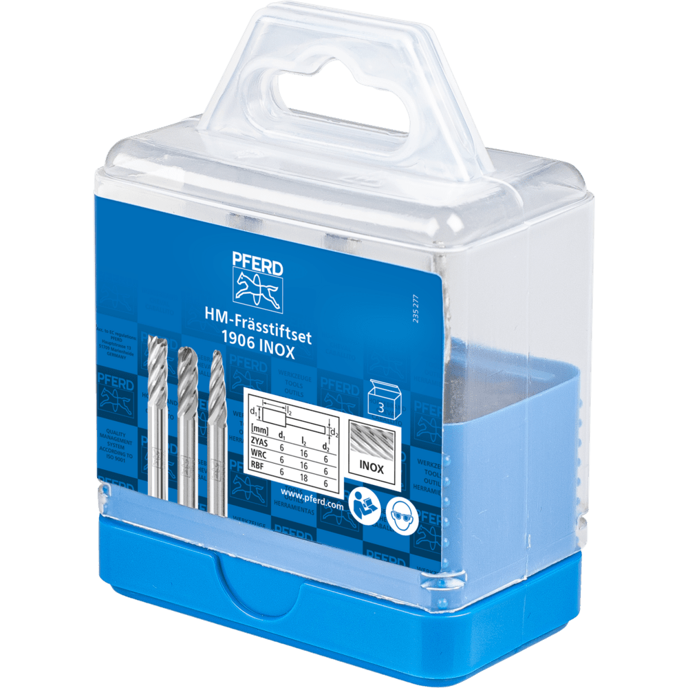 PFERD Hartmetallfrässtifte 1906 INOX 3TLG Produktbild img2 L