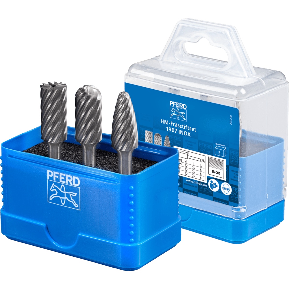 PFERD Hartmetallfrässtifte 1907 INOX 3TLG Produktbild img1 L
