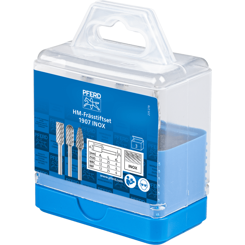 PFERD Hartmetallfrässtifte 1907 INOX 3TLG Produktbild img2 L