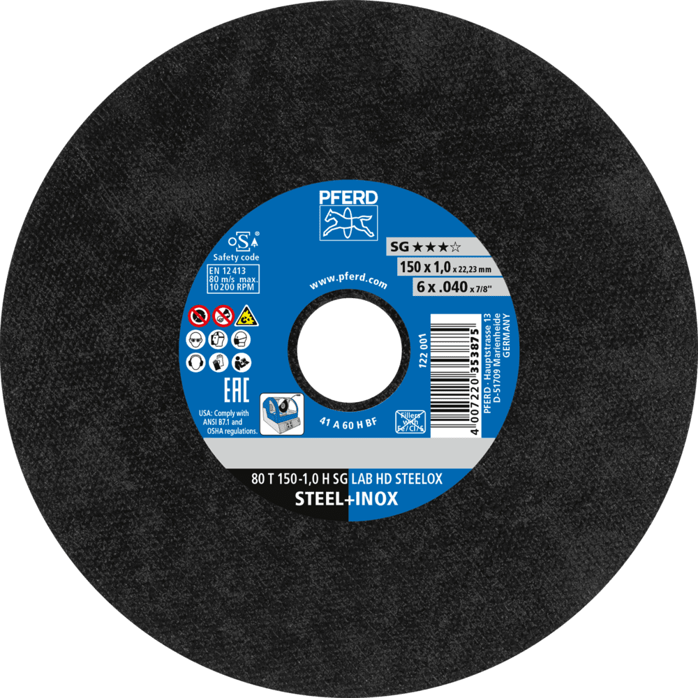 PFERD LABOR SG stat. Trennscheiben 80 T 150-1,0 H SG LAB HD STEELOX/22,23 Produktbild img1 L