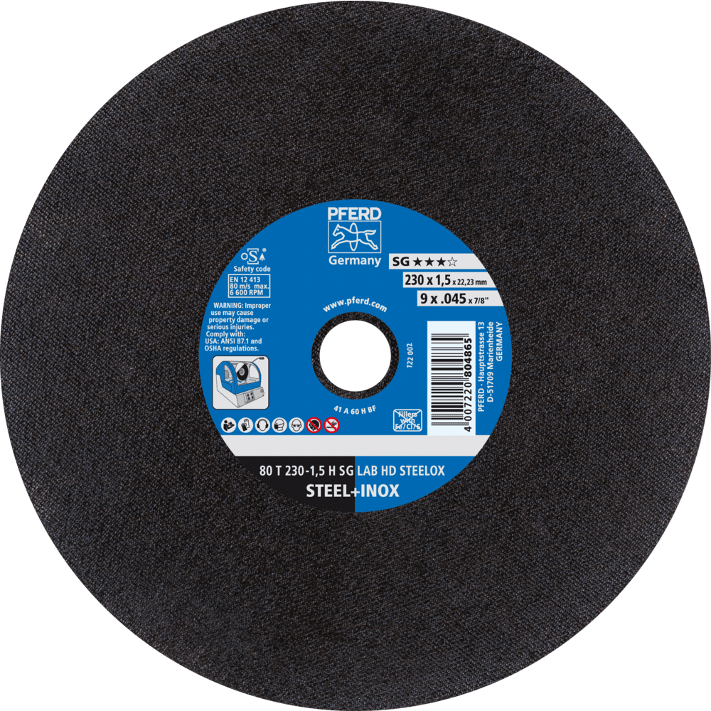 PFERD LABOR SG stat. Trennscheiben 80 T 230-1,5 H SG LAB HD STEELOX/22,23 Produktbild img1 L