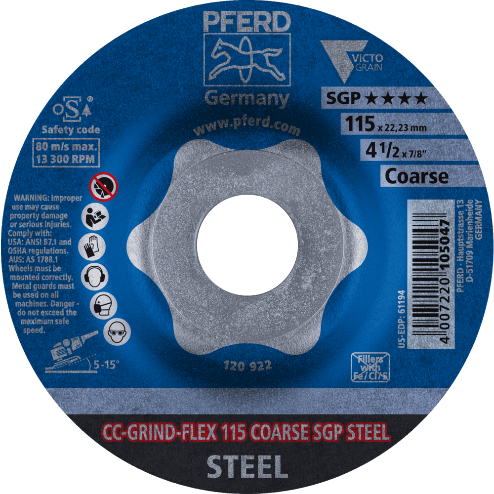 PFERD CC-GRIND (inkl. SOLID, FLEX, STRONG) CC-GRIND FLEX 115 COARSE SGP STEEL Produktbild img2 L