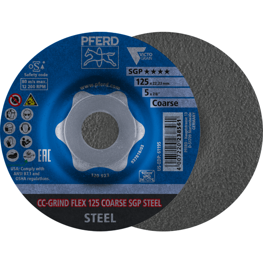 PFERD CC-GRIND (inkl. SOLID, FLEX, STRONG) CC-GRIND FLEX 125 COARSE SGP STEEL Produktbild img1 L