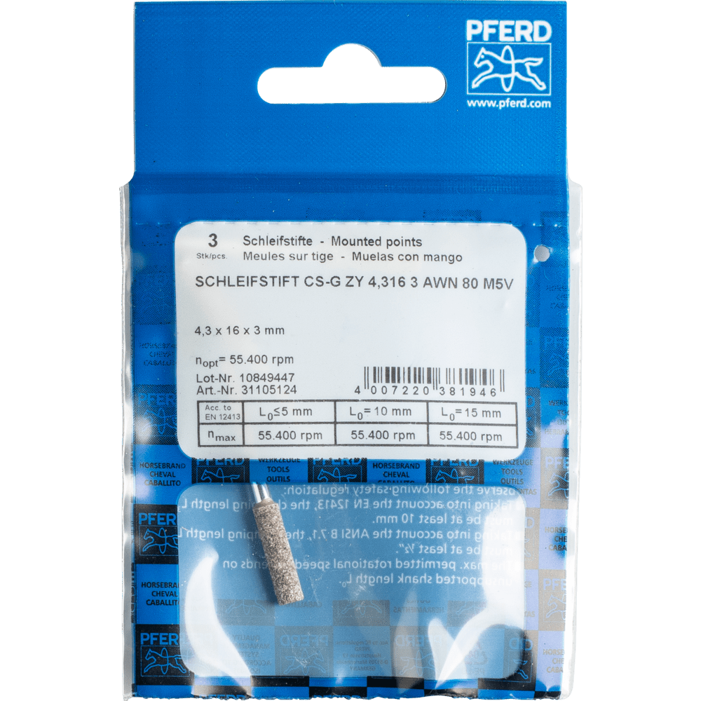 PFERD Schleifstifte CS-G ZY 4,316 3 AWN 80 M5V Produktbild img2 L