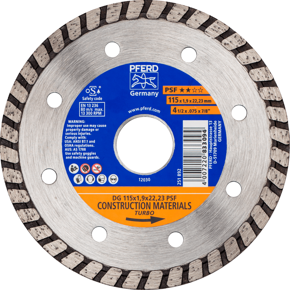 PFERD Diamantwerkzeuge für die Bauindustrie DG 115 x 1,9 x 22,23 PSF Produktbild img1 L