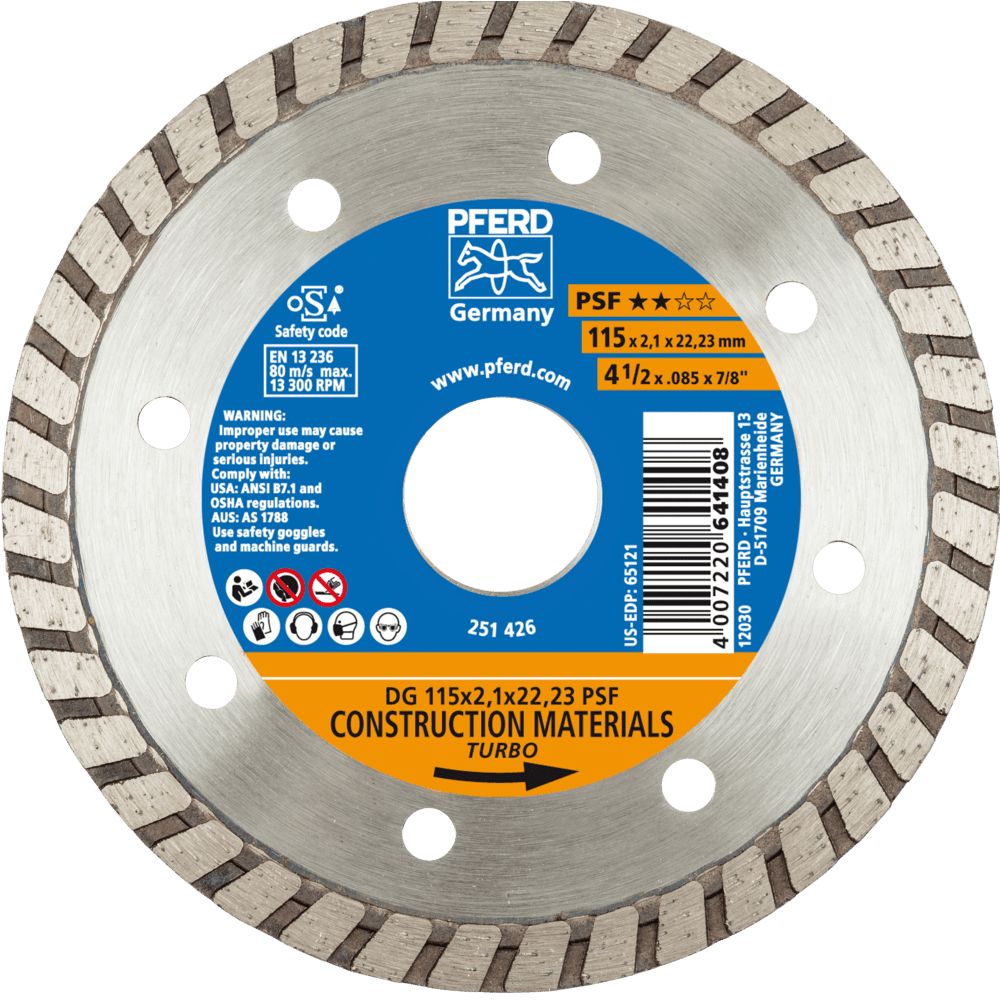 PFERD Diamantwerkzeuge für die Bauindustrie DG 115 x 2,1 x 22,23 PSF Produktbild img1 L