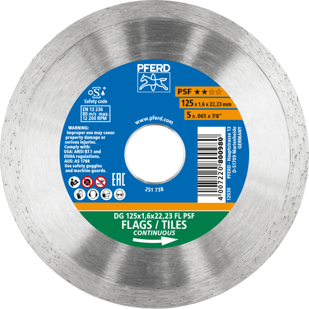 PFERD Diamantwerkzeuge für die Bauindustrie DG 125 x 1,6 x 22,23 FL PSF Produktbild img1 L