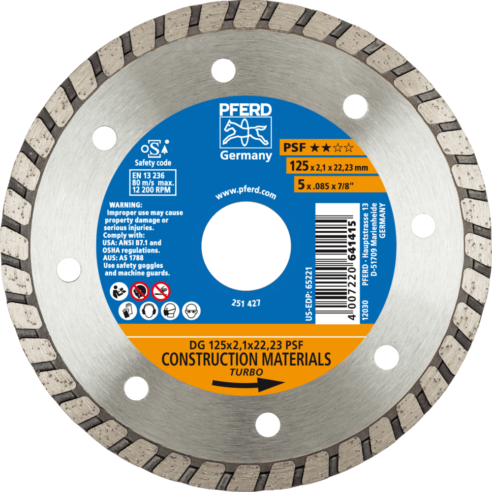 PFERD Diamantwerkzeuge für die Bauindustrie DG 125 x 2,1 x 22,23 PSF Produktbild img1 L