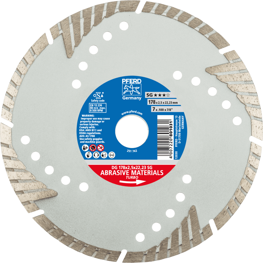 PFERD Diamantwerkzeuge für die Bauindustrie DG 178 x 2,5 x 22,23 SG Produktbild img1 L