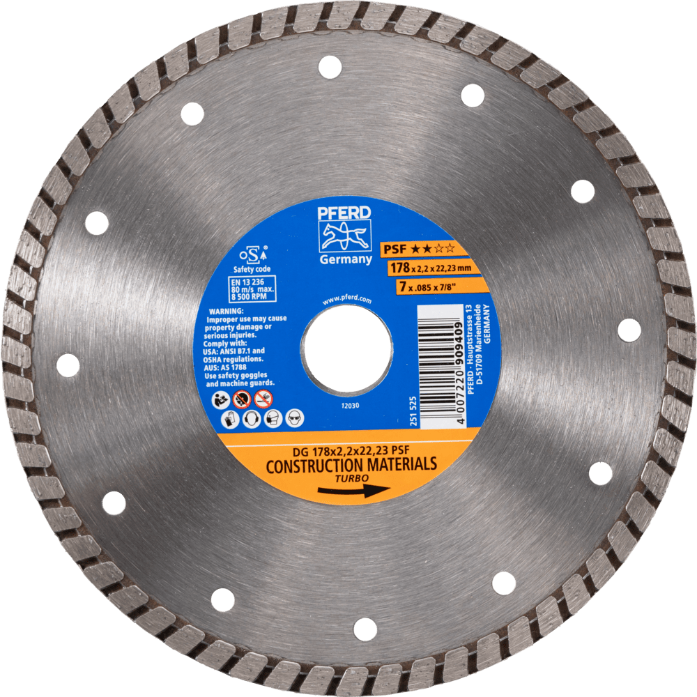 PFERD Diamantwerkzeuge für die Bauindustrie DG 178 x 2,2 x 22,23 PSF Produktbild img1 L
