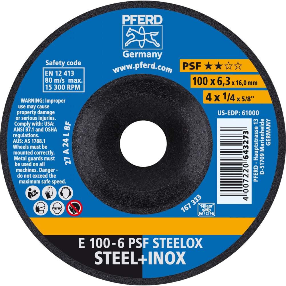 PFERD Schruppscheiben E 100-6 PSF STEELOX/16,0 Produktbild img1 L