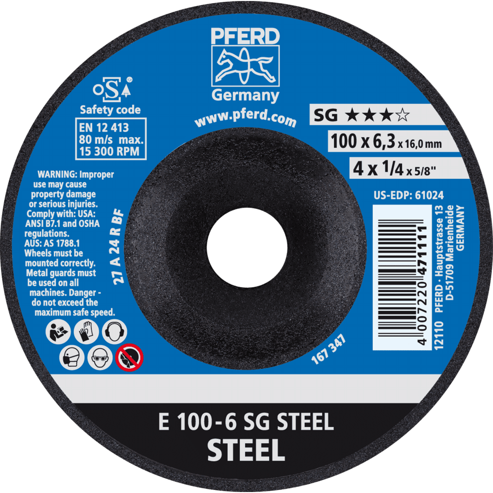 PFERD Schruppscheiben E 100-6 SG STEEL/16,0 Produktbild img1 L