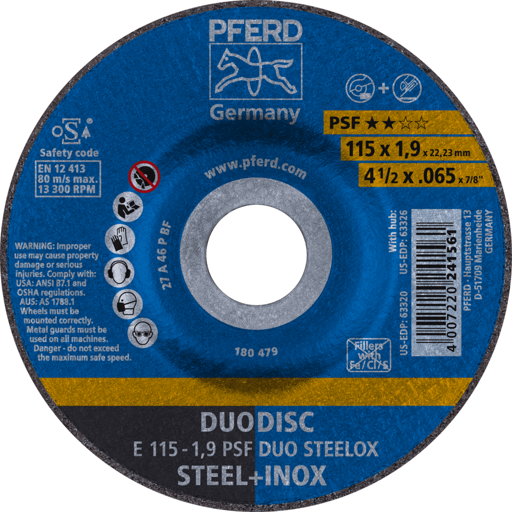 PFERD Trennscheiben E 115-1,9 PSF DUO STEELOX Produktbild img1 L